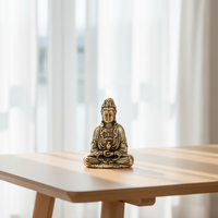 Vente en gros usine : Statue miniature de Bouddha Sakyamuni en laiton antique moulé, plaqué or, gaufrée 3D, avec traitement vieilli