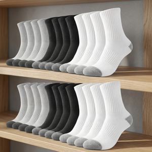 Paquete de 10 Calcetines Deportivos de Algodón Transpirables con Suela Acolchada, Calcetines de Entrenamiento para Hombre, Negros - Product Image 3