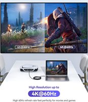 Câble Type C vers HDMI, câble de conversion vidéo USB3.1 4K60Hz à haute vitesse, tressé en nylon, pour ordinateur portable, Mac, HDTV, moniteur de projection