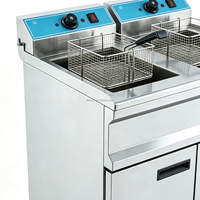 Friteuse électrique verticale professionnelle à double cuve 16L+16L en acier inoxydable, température réglable 60~200°C