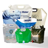 Vente en gros en stock sac d'emballage transparent de conteneur de stockage d'eau d'urgence liquide 3l 5l pochette à bec debout avec poignée