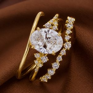 Set di Tre Anelli Impilabili con Zirconi Geometrici per Donne, Gioielli Eleganti e Scintillanti alla Moda - Product Image 6