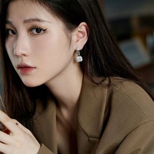 Dylam Luxurious Jewelry Diamond 5A CZ 925 <b>Sterling</b> <b>Silver</b> Women Chain Drop <b>Huggie</b> Dangle Stud Earrings - Product Image 2