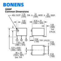 BONENS 3269P Serie 3269 Trimpot SMD (10-5M, Tolerancia del 10%, Paquete SMD Cuadrado de 1/4'', Ajuste Superior)