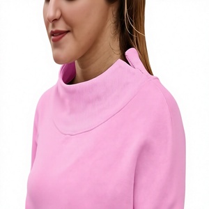 Sweat-shirt à col montant imprimé de haute qualité pour femme, manches longues, couleur unie, décontracté, avec logo frontal, 100 % coton, vente en gros - Product Image 6