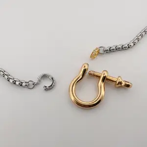 Fashion Chain Necklace Horseshoe Jewelry 316l Stainless Steel PVD 18k Gold Plated Zircon Horseshoe Clasp Necklace With Charms