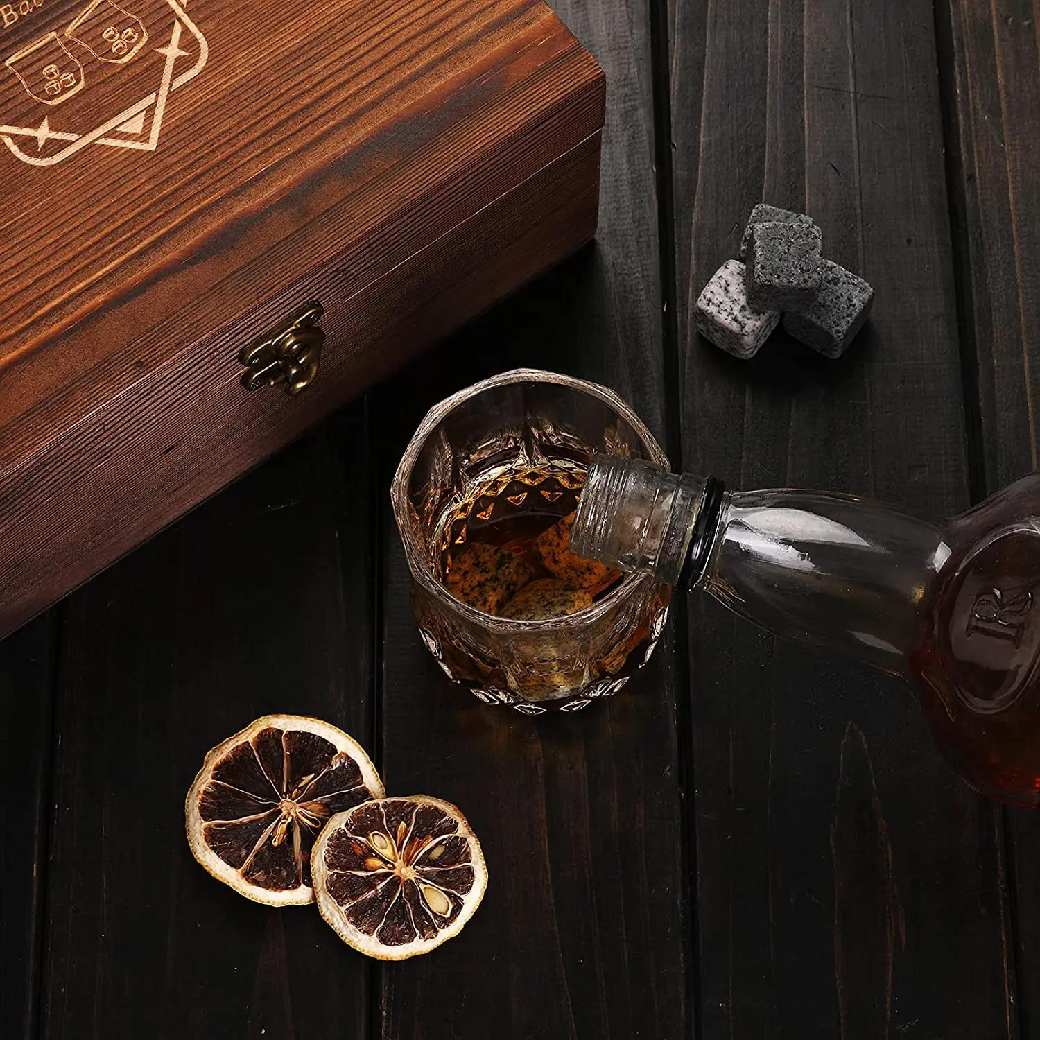 最初の  Set Stones Whiskey with Box Storage & Glass Bourbon 2 コレクション