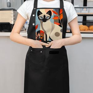 Tablier à bavette en coton imperméable avec poches pour adultes Image personnalisée sans manches pour le nettoyage et le barbecue pour les restaurants et les entreprises alimentaires - Product Image 5