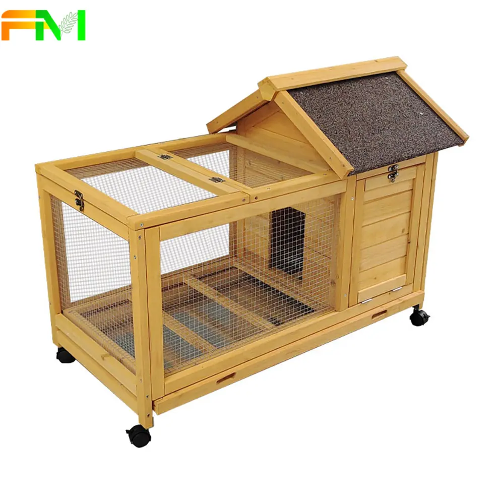 Casa de pollo impermeable de madera Animal Hutch Interior Exterior techo jardín patio trasero jaula de conejo y casa de conejillo de indias y casa de gallina