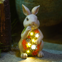 Décoration de jardin en résine, figurine de lapin mignonne, ornement, statue LED, lumière solaire pour plantes succulentes avec faisceau à 360°