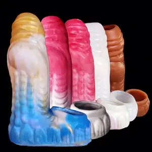 Vibrador de silicone para pênis, manga extensora de pênis grande com nó, brinquedo sexual para adultos e homens, ideal para pênis