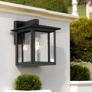 Linternas modernas de 15W E27 para exteriores IP44 Acero inoxidable negro con pantalla de vidrio a prueba de agua Montado en jardín <span class=keywords><strong>cuadrado</strong></span> para pared - Product Image 2