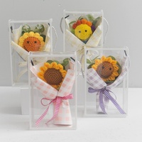 Bouquet de tournesols au crochet faits main Kawaii en gros, mini fleurs tricotées pour cadeau de remise de diplôme, fête des Mères, anniversaire