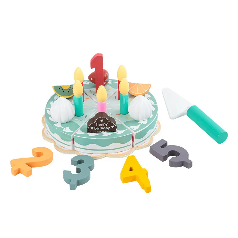 Birthday cake play house toys for children wooden simulation birthday cake toys