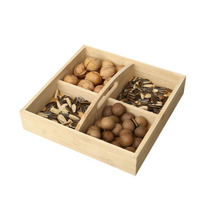 Caja de madera maciza para frutos secos, caja de madera con cuatro compartimentos, uso doméstico, caja de frutos secos estilo chino, decoración para mesa de compromiso, aperitivos - Product Image 3