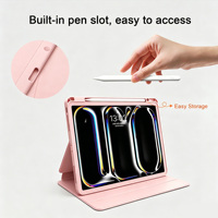 360 °   Étui magnétique rotatif pour iPad avec support détachable pour iPad Air 6 13" Pro 11 12.9 avec porte-crayon 2 en 1, coque amovible