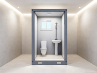 Salle de bain préfabriquée en acier galvanisé avec toilettes, douche et lavabo, toilettes temporaires pour camping, chantier