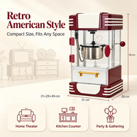 Mesin Pembuat Popcorn Listrik Retro Vintage dari Baja Anti Karat untuk Pesta Home Theater, Grosir Peralatan Rumah Tangga