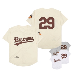Maillot de baseball brodé de qualité, personnalisé, sport, St. Louis 29, rétro, vintage, polyester, crème, homme, femme, enfant - Product Image 1