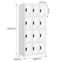 Serrure à clé commerciale en acier laminé à froid à 4 niveaux et 12 portes Structure démontable Armoire de rangement pour salle de sport