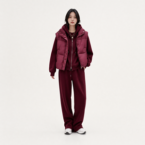 Conjunto de Chaqueta Acolchada Rosa para Mujer y Pantalones Anchos con Capucha, Ropa de Invierno para Estar en Casa - Product Image 6