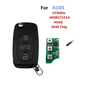 433Mhz 3 Button Car Remote Key for AUDI 4D0837231A Flip Fold ID48 Chip HU66 for A3 A4 A6 A8 Old Models 1999-2002