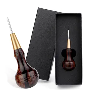 Awl-Herramienta de costura de madera cucurbida, Piercing de acero inoxidable, juego de Awl de madera, gran oferta