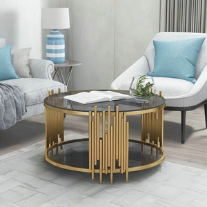 Журнальный столик в стиле середины века из золотистой нержавеющей стали для домашнего бара - Product Image 5