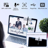 Caméra de visioconférence USB 5MP avec autofocus, audio intégré et fonction de contact visuel pour diffusion en direct