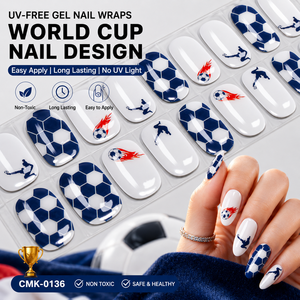 Autocollants 3D brillants pour ongles, motif football, en gel semi-durci, sans lampe UV, pour le sport et le nail art, vente en gros pour salons - Product Image 2
