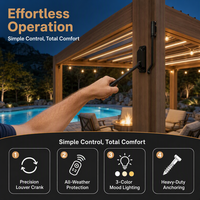Pergola bioclimatique motorisée en aluminium, toit à lamelles moderne de luxe avec guirlandes lumineuses pour piscine et balcon extérieurs