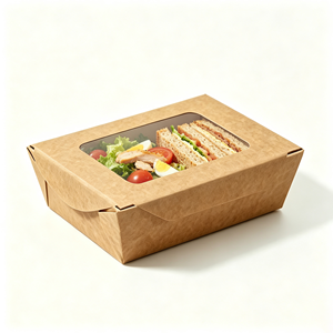 Scatole Monouso in Carta Kraft con Finestra per Cibo da Asporto, Pollo Fritto, Hamburger, <span class=keywords><strong>Pasticceria</strong></span>, Catering, Consegna <span class=keywords><strong>a</strong></span> <span class=keywords><strong>Domicilio</strong></span>, Confezioni per Asporto - Product Image 4