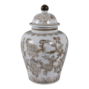 Vaso Decorativo in Ceramica Stile Chinoiserie con Coperchio per Arredamento Casa, Soggiorno e Ufficio - Product Image 4