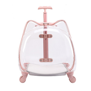 Maleta con ruedas para mascotas, transportín para gatos, totalmente transparente, transpirable, tipo cápsula espacial, portátil, para gatos y perros pequeños - Product Image 5