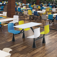 Table de restaurant moderne en marbre avec 4 chaises pour cantines scolaires, universitaires et hospitalières - Étanche, durable, écologique, facile à nettoyer