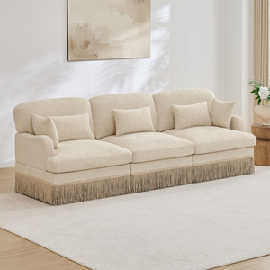 100" Comfy Chenille Leopard Printing 3-Seater Square <b>Sofa</b> Delicate Tassel Edge Modern Modular Sectional Couch for <b>Hotel</b> Use - Product Image 2