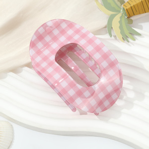 High Quality Acetate Flat Plaid <b>Print</b> Hair Clip <b>Extra</b> <b>Large</b> Claw Design Unisex Thick Hair Daily Accessory European American - Product Image 4