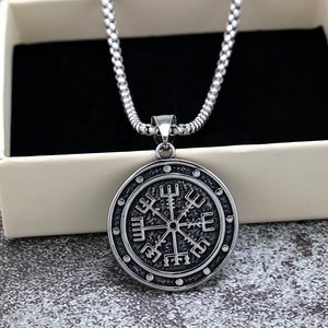 Stainless Steel Viking <b>Compass</b> Pendant <b>Necklace</b> Unisex Geometric Design Gift Jewelry - Product Image 3