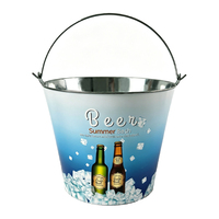 Seau à glace et refroidisseur de bière portable 5L en métal, personnalisé OEM, impression couleur CMYK, design traditionnel, facile à nettoyer