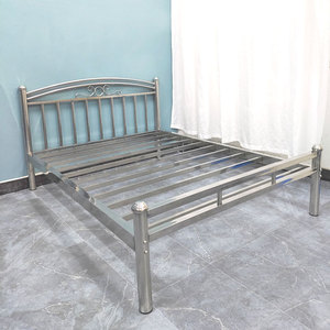 Lit en acier inoxydable <span class=keywords><strong>nordique</strong></span> modèle FS0914 180x200x110cm, structure en acier pour appartement locatif et chambre à coucher, expédition en une seule pièce - Product Image 6