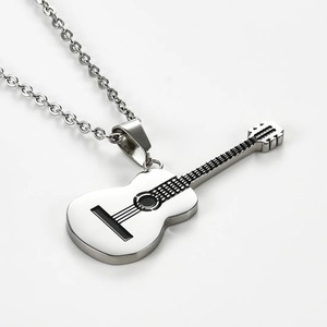Collier chaîne de guitare en acier inoxydable, pendentif pour hommes et femmes, breloques Hip Hop Punk, couleur or argent, bijoux cadeaux, 1 pièce - Product Image 5