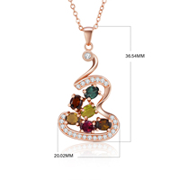 YBO 18K Plaqué Or Rose Personnalisé Irrégulier Gourde Pendentif Collier Couleur Naturelle Tourmaline Incrusté Zircon Mariages À La Mode