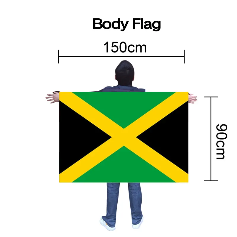 중국 제작 캠페인 자메이카 국가 배너 바디 케이프 플래그 자메이카