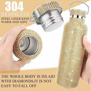 Diamond-studded Insulated Water <b>Bottle</b> for Modern and Fashionable Ladies with a Cross-body Chain - Product Image 5