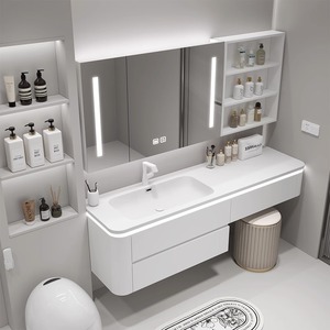 Meubles personnalisés design moderne <span class=keywords><strong>en</strong></span> bois double évier armoire de salle de bain étanche ensembles de vanités de salle de bain avec lavabo et miroir - Product Image 2