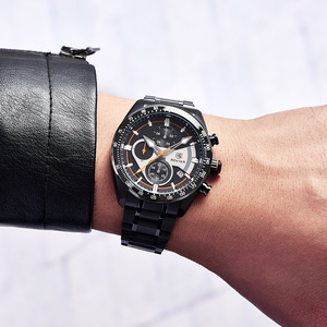 Benyar Multifunctional Chronograph Date <b>Black</b> Steel Men's Sporty Quartz <b>Watch</b> By-5201 - Product Image 3