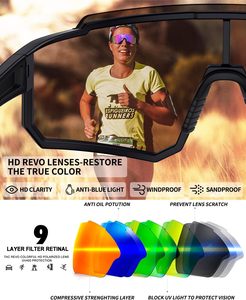 Fashionable Hiking Sunglasses Big Semi-Rimless Frame Oversize Anti-UV Lens Sports <b>Eyewear</b> Matte Black Anti-Scratch Unisex - Product Image 2
