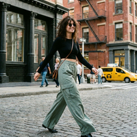Pantalon cargo taille haute respirant personnalisé pour femme, en Lyocell durable, utilitaire, ample, multi-poches, vente en gros, marque US