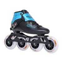 Patins à roulettes de vitesse professionnels pour adultes, en fibre de carbone, avec coque en cuir et grandes roues en polyuréthane