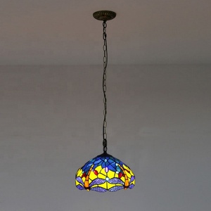 LongHuiJing Dragonfly Tiffany Style Stained Glass Warm White LED Hanging Lamps with Modern Simple Design - Product Image 2